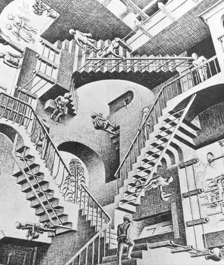Noche en el museo 3, dentro  de un caudro de Escher