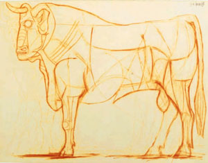 Toro dibujado por Picasso